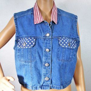 Quizz Jeans, Vintage American Flag Denim Vest